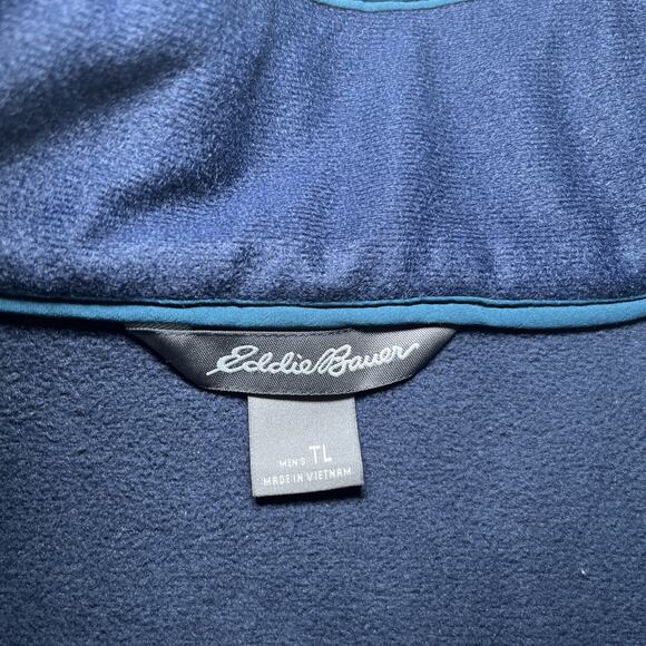 Eddie Bauer Lot of 2 Gray Blue Fleece Vest Zip Up Size TL Three Zip Pockets Logo - Picture 3 of 16